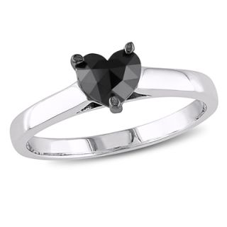 CT. Enhanced Black Heart Shaped Diamond Solitaire Ring in 10K