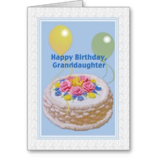 Birthday, Granddaughter, Cake and Balloons Card