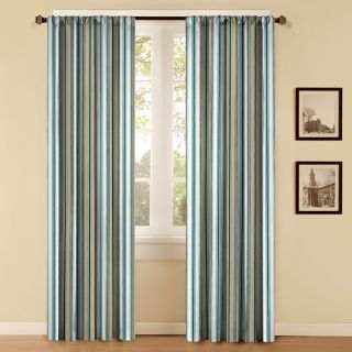 Style Selections Style Selections 84 in L Striped Khaki Thermal Rod Pocket Curtain Panel