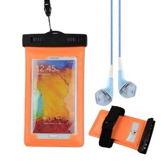 Orange Waterproof case for Samsung galaxy note 3 / note 2 / LG Optimus G Pro + VanGoddy Headphone with MIC , Blue Cell Phones & Accessories