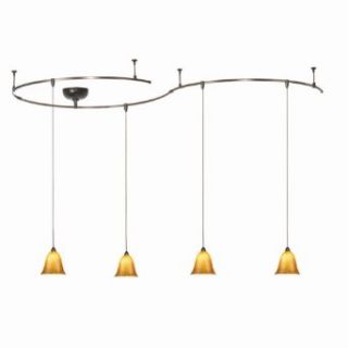 WAC Lighting LM K592 AB/BZ Solorail 4 Light Pendant Kit, Bronze with Amber Glass and Black Powder Frits   Ceiling Pendant Fixtures  