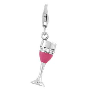 Amore La Vita™ Cubic Zirconia Pink Champagne Glass Charm in Sterling