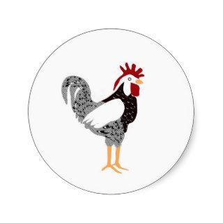 Rooster art Wyandotte black lacy chicken gifts Round Stickers