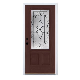 Therma Tru Benchmark Doors 3/4 Lite Decorative Mahogany Inswing Fiberglass Entry Door (Common 80 in x 36 in; Actual 81.5 in x 37.5 in)