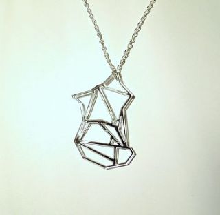 origami silver fox pendant necklace by ( q u i e t l y   c r e a t i v e )