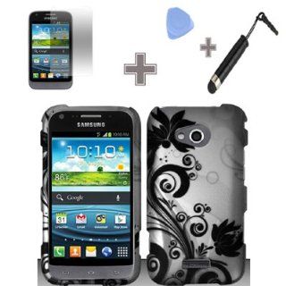 Rubberized Silver Black Cheetah Leopard Snap on Design Case Hard Case Skin Cover Faceplate with Screen Protector, Case Opener and Stylus Pen for Samsung Galaxy Victory 4G LTE L300   Sprint Cell Phones & Accessories
