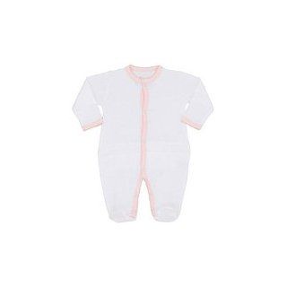 Ruffle Butt Romper WITH FEET   Premie (3/6, white and pink) Infant And Toddler Rompers Baby
