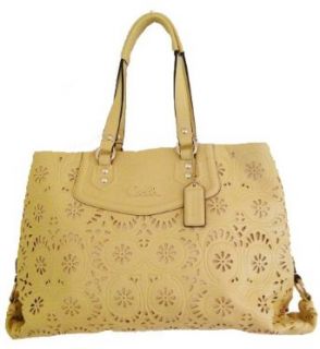 Coach Ashley Perforated Eyelet Lace Cut Signature Leather Carryall Bag 21883 Yellow Top Handle Handbags Shoes