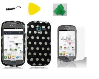 Polka Black Hard Case Phone Cover + Extreme Band + Stylus Pen + LCD Screen Protector + Yellow Pry Tool for Samsung Galaxy Exhibit T599N SGH T599 Cell Phones & Accessories