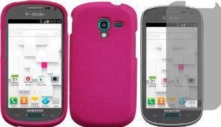 For Samsung Galaxy Exhibit T599 Hard Cover Case Hot Pink + LCD Screen Protector Cell Phones & Accessories
