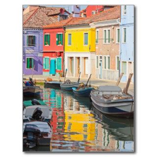 Color houses in Venice island Burano Italy Post Card