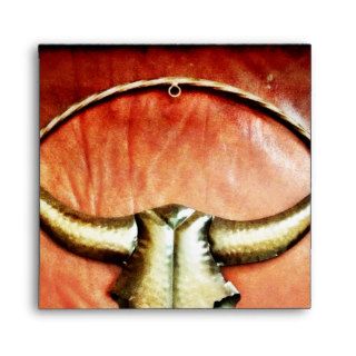 Rustic Country Bull Horns Faux Leather Design Envelopes