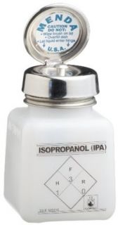 Menda 35396 HDPE Bottle with Stainless Steel Pure Touch Pump Imprinted 'ISOPROPANOL (IPA)', 4 OZ Capacity Science Lab Pump Bottles
