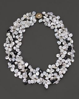 Multi row Fresh Water Pearl and Hematite Torsade Necklace, 18"'s