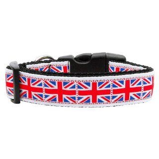 Mirage Pet Products Tiled Union Jack UK Flag Nylon Ribbon Collar for Pets, Medium  Dog Collars Uk 