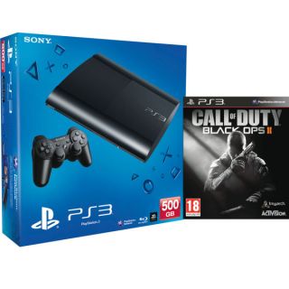 PS3 New Sony PlayStation 3 Slim Console (500 GB)   Black   Includes Call of Duty Black Ops 2      Games Consoles