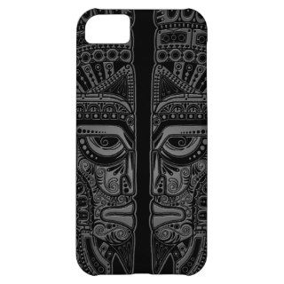Grey Mayan Twins Mask Illusion on Black Cover For iPhone 5C