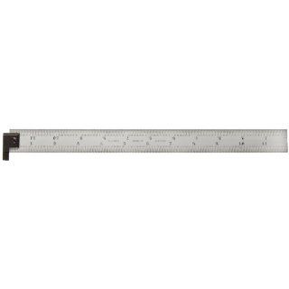 Starrett CH604R 12 Spring Tempered Steel Rules with Inch Graduations, 4R Style Graduations, 12" Length, 1" Width, 3/64" Thickness, with Hook Construction Rulers