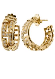 Versace HGX2311A001  Jewelry,Womens 18k Gold With White Diamond Hoop Earrings, Fine Jewelry Versace Earrings Jewelry