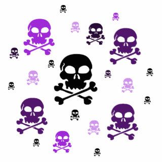 Cartoon Skulls Collage   Purple Photo Cutouts