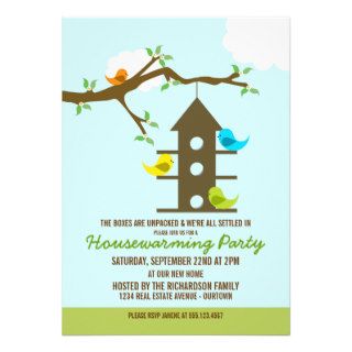Cutie Birdhouse Housewarming Party Custom Invites