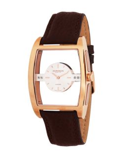 Mens Square Rose Gold & Clear Watch by Akribos XXIV