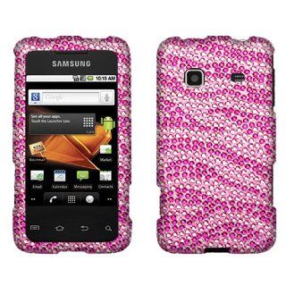 Bling Crystal Full Rhinestones Diamond Case Protector For Samsung Galaxy Prevail M820, Hot Pink Pink Zebra Cell Phones & Accessories