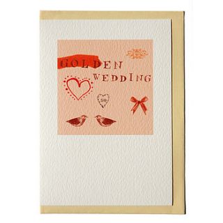 golden wedding card by goose chase design