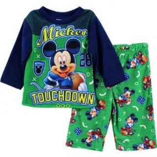 Disney Mickey Mouse "Touchdown" Navy Infant Pajamas Set (18M) Clothing