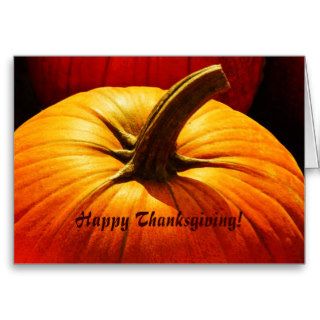 bright orange pumpkin   happy thanksgiving greeting cards