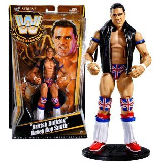 Mattel Year 2010 Series 3 World Wrestling Entertainment WWE Legends 7 Inch Tall Wrestler Action Figure   "British Bulldog" Davey Boy Smith with "Leather" Vest and Display Stand Toys & Games