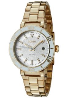 Fossil AM4308  Watches,Womens Silver Dial Gold Tone Stainless Steel, Casual Fossil Quartz Watches