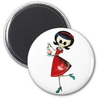 Sweet & Scary Skeleton Girl Fridge Magnet