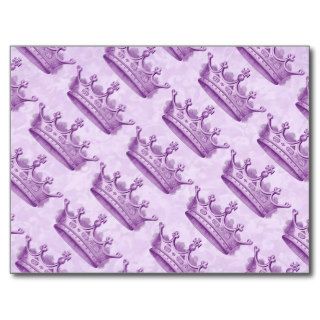 Purple Vintage Crown Pattern Post Cards