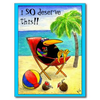 Funny Crow Beach Vacation postcard