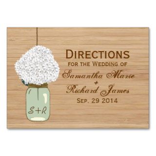 Country Rustic Mason Jar Hydrangea Direction Cards Business Cards