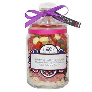 large personalised sweet jar by posh pick and mix