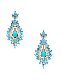 Turquoise Teardrop Chandelier Earrings by Elizabeth Cole