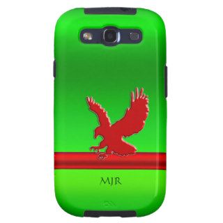Monogram Red Swooping Eagle on green chrome look Samsung Galaxy S3 Cover