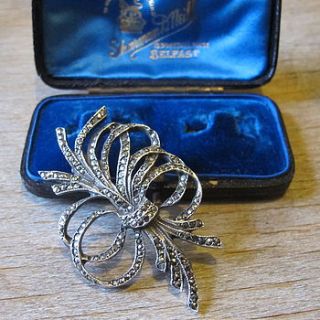 vintage 1940s silver and marcasite brooch by ava mae designs