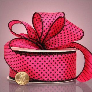 Pink And Black Mini Polka Dot Ribbon, 1 1/2" X 10Yd
