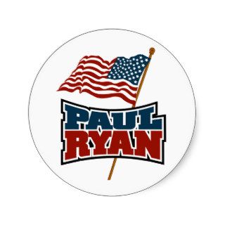 Paul Ryan American Flag Round Stickers