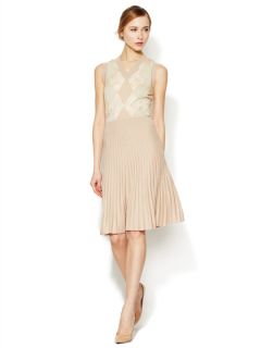 Argyle Lace Sleeveless Pleated Dress by Valentino