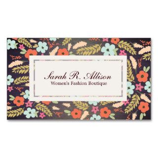 Country Flowers Fashion Wood Grain Look Business Cards