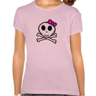 Cute Skull and Crossbones With Pink Bow Tee Shirt