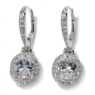 Victoria Wieck 4.9ct Absolute™ Oval and Pavé Frame Drop Earrings