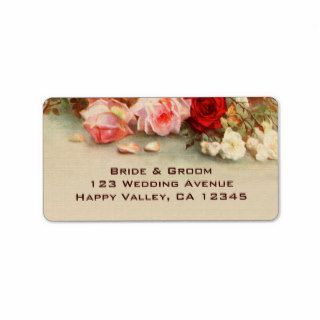 Vintage Wedding, Antique Rose Flowers Floral Art Labels