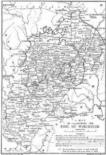 DIOCESE OF WORCESTERPre/post reformation & 1834. WORCESTERSHIRE, 1897 old map   Wall Maps