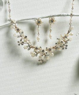 Weddingstar 8765 Garden Necklace & Earring Set in Ivory and Gold Jewelry Sets Jewelry