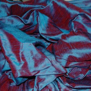 100% SILK DUPIONI FABRIC VIOLET BLUE RED IRIDESCENT (BY THE YARD)  